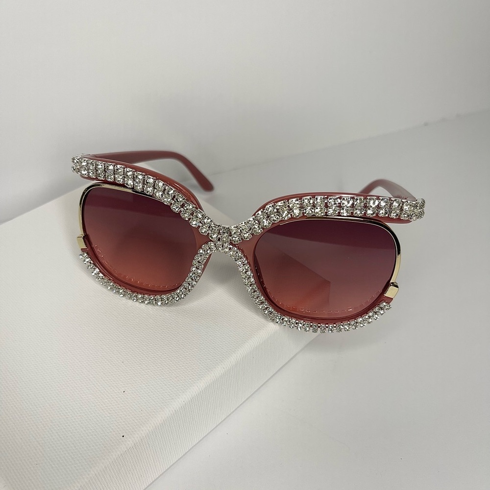 Elegant Red Rhinestone Sunglasses
